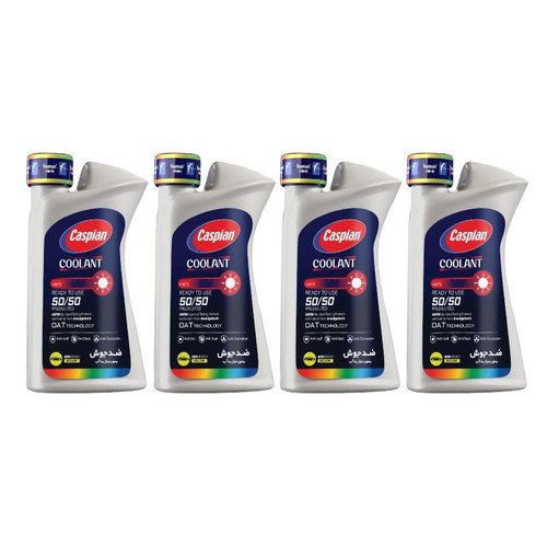 ضدیخ و ضدجوش آماده مصرف 50 به 50 کاسپین مدل COOLANT حجم 930 میلی لیتر بسته 4 عددی